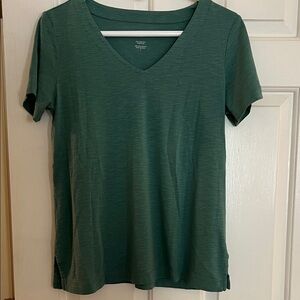 J. Jill Teal V-Neck Short Sleeve Top